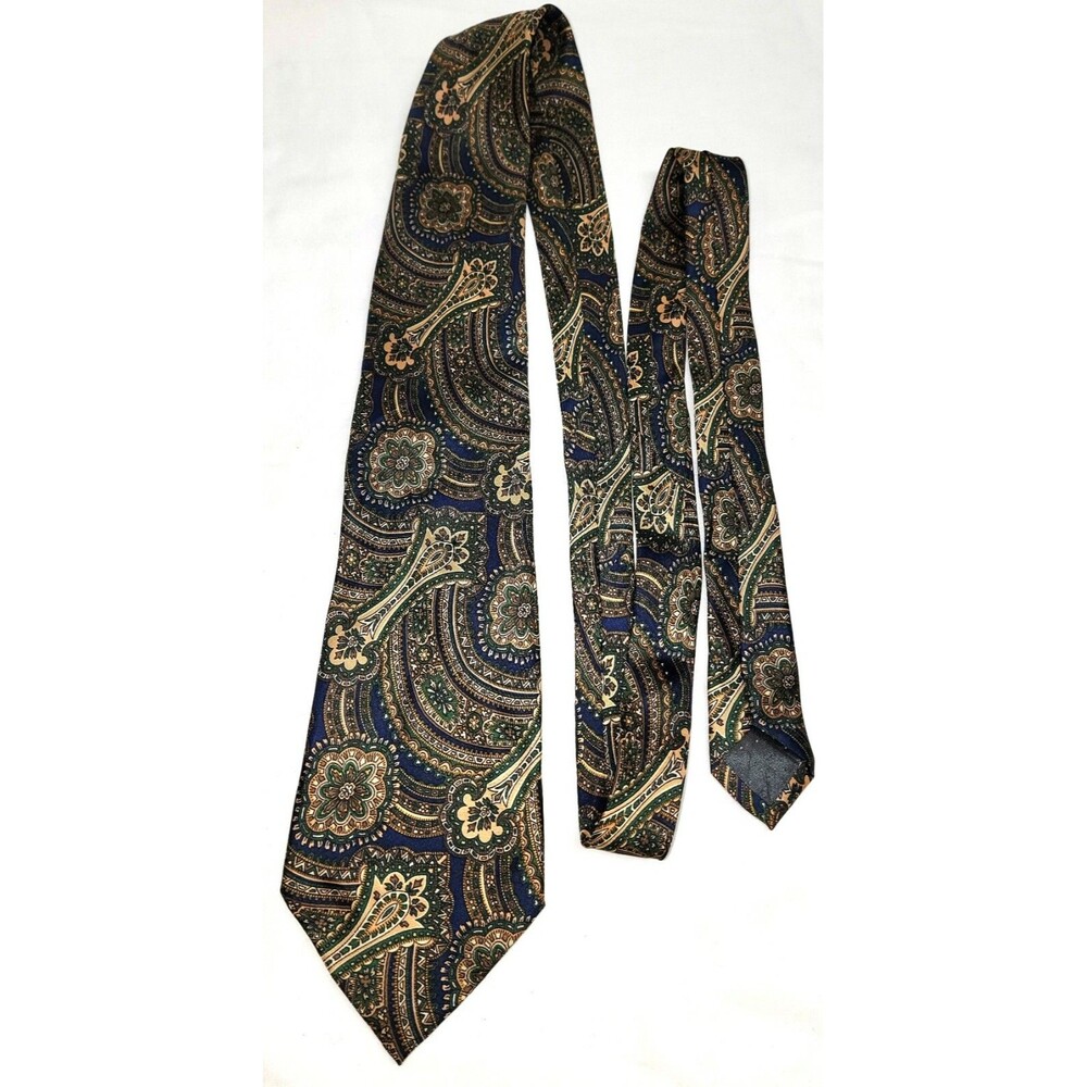 Castellani Ada Roma Neck Tie 100% Pure Silk 60.5”x 3.5” Blue Grey Tan Italy EUC - Picture 4 of 7